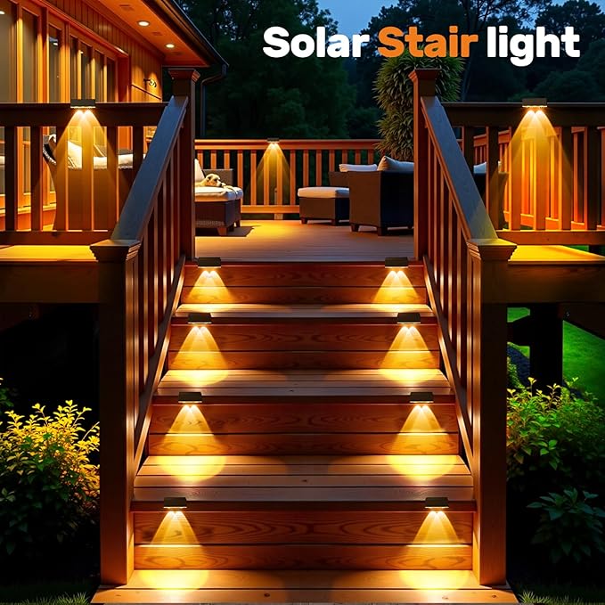 NIORSUN Solar Fence Lights,6 Pack Deck Light,Led Outdoor Lights Warm White + RGB Wall Lights,IP45 Solar Powered Light Waterproof for Backyard/Pool/Railing/Patio/Porch/Step/Outside/Garden (Black)