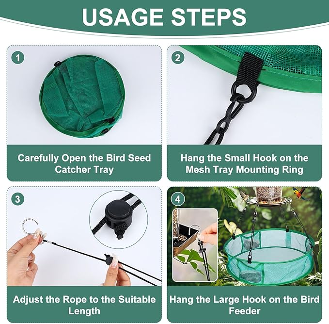 2Pcs Bird Seed Catcher for Outdoor Feeders, Bird Feeder Trays to Catch Seed, Upgraded Version Can Prevent Strong Winds. (16 inches)