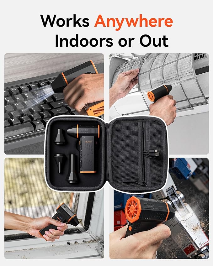 WOLFBOX Hard Carrying Case for MF50 Electric Air Duster [CASE ONLY, Device Not Included], Shockproof Travel Storage Bag for Compressed Air Blower & Accessories, Splash-Proof