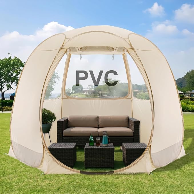 Alvantor Pop Up Screen House Tent, Instant Outdoor Gazebo with Mosquito Netting & UPF 50+ Sun Protection, Portable Canopy Shelter for Patio, Backyard, Camping (2-10 Person)