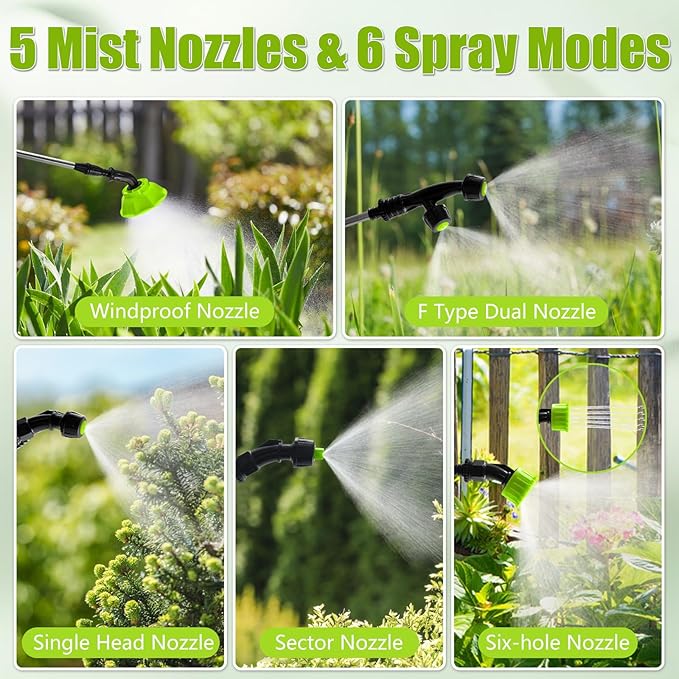 Battery Powered Backpack Sprayer 3 Gallon, Garden Sprayer with 3 Adjustable Pressures & Digital Display, Electric Pump Sprayer with 2.2Ah Battery, Telescopic Wand, 5 Nozzles for Yard Lawn