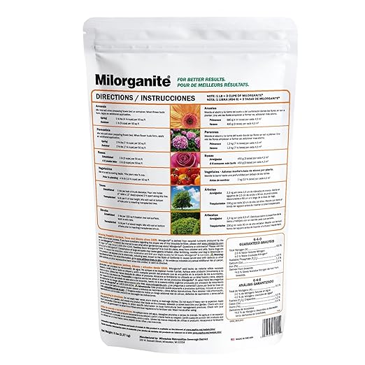 Milorganite All-Purpose Eco-Friendly Slow-Release Nitrogen 6-4-0 Fertilizer, 5 Pound Bag (Pack of 4) - for Lawns, Flowers and Gardens
