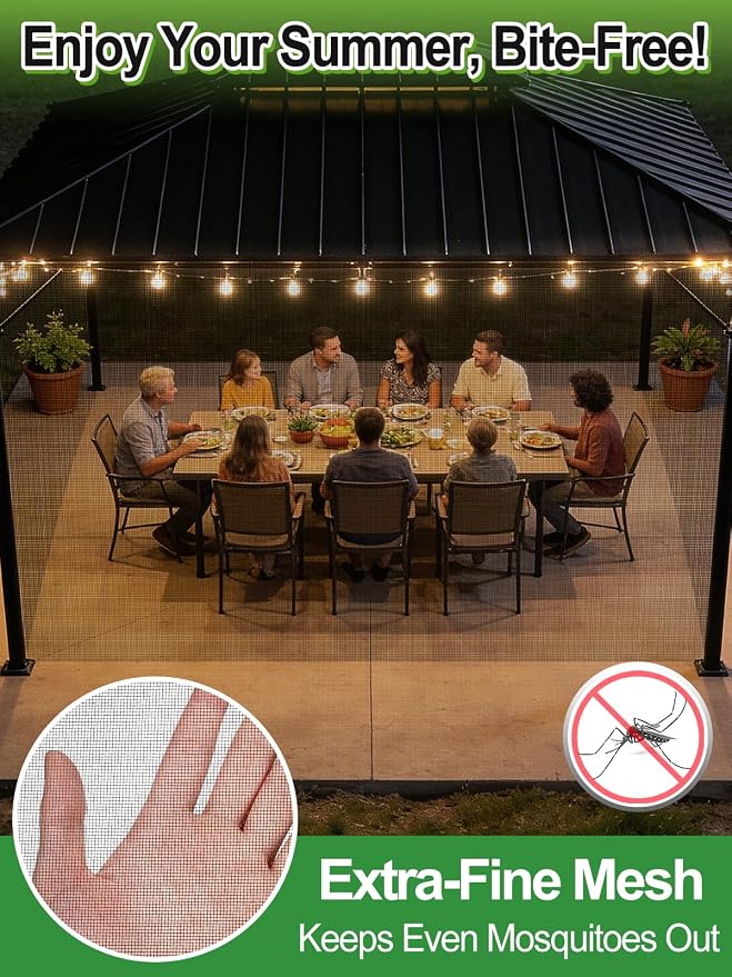 10x50ft PP Nanocomposite Garden Netting - Keep Bugs Out, Mosquito Net for Patio, Bird Barrier Mesh Screen for Balconies Outdoor Plants Vegetables Raised Beds, 33% Shade Rating