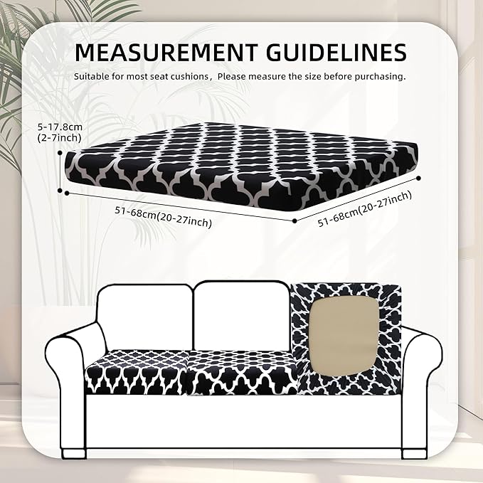 BIETYONE 8Pcs Stretch Patio Cushion Covers,Outdoor Couch Covers Replacement,Outdoor Couch & Sofa Slipcovers,for Patio Furniture Cushion Covers,Washable Reusable urniture Protector(Lingge Grey,8PCS)
