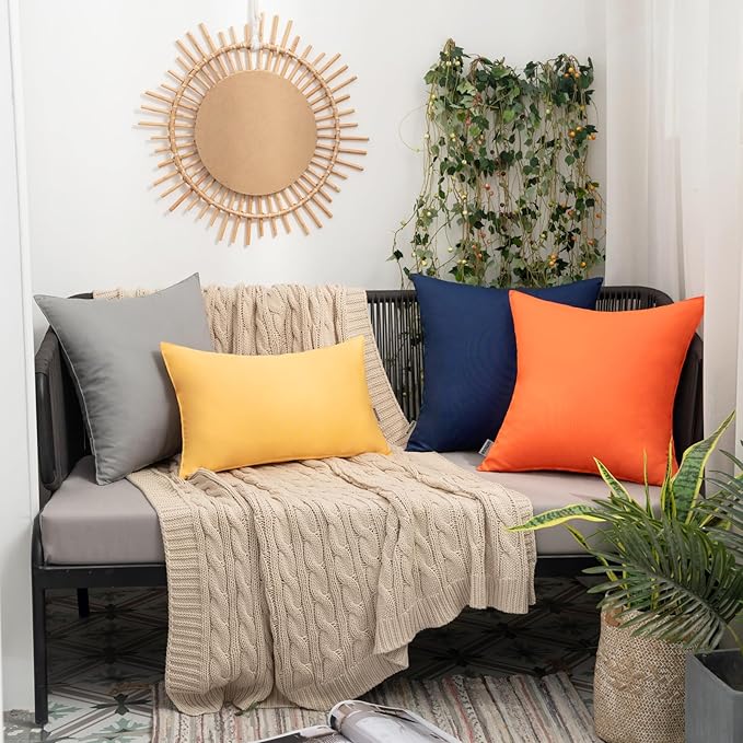 MIULEE Pack of 2 Decorative Outdoor Waterproof Pillow Covers Garden Cushion Sham Throw Pillowcase Shell for Fall Patio Tent Couch 18x18 Inch Orange