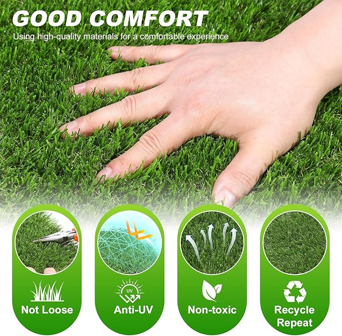 VANCASTLE Artificial Grass Tiles Interlocking Turf Squares Deck 9 Pack-Decorative Garden Fence Outdoor, 10 Panels Rustproof Metal Landscape Barrier Fence, Toatal 10FT(L) x 24IN(H) Design A