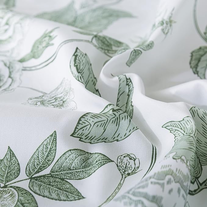 FADFAY Sheets Set Twin XL Vintage White and Green Floral Bedding Elegant Peony Sheets Shabby Rose Farmhouse Bedding 100% Egyptian Cotton 800 Thread Count Deep Pocket Fitted Sheet 4Pcs, Twin XL Size