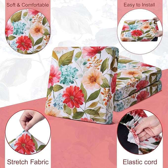 Newwiee 12 Pcs Patio Stretch Outdoor Cushion Covers Sofa Couch Cover Replacement Couch Slipcover Sofa Seat Chair Porch Patio Furniture Protector, Flexibility Washable(Pastel Series,Garden Floral)