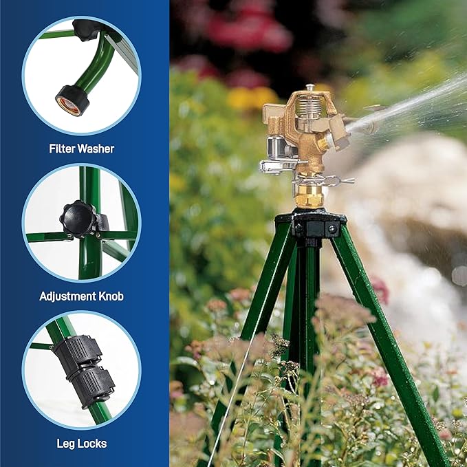 6-Pack Orbit 58308Z Brass Impact Sprinkler on Tripod Base - Heavy-Duty Brass Sprinklers on Tripod.