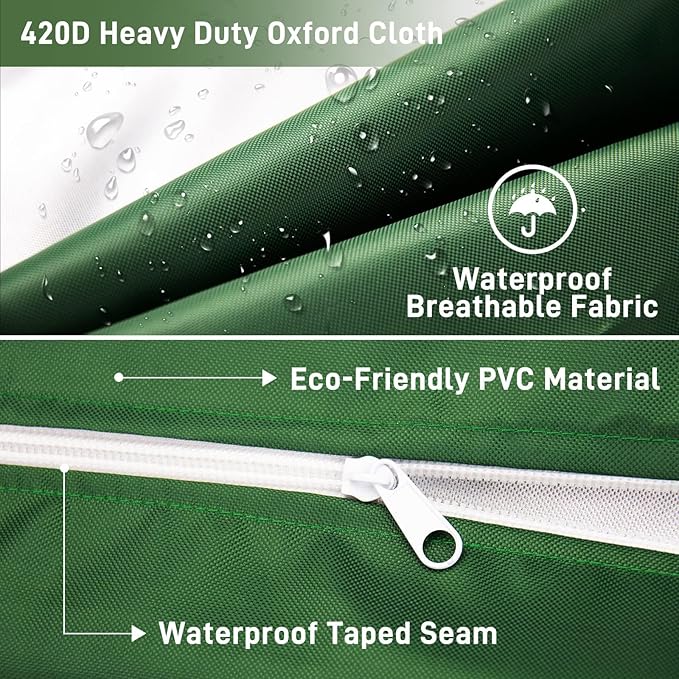 IBC Tote Cover 330 Gallon Water Tank Protection Cover Zipper 420D Heavy Waterproof Sunscreen Material 1000L Outdoor Garden Green