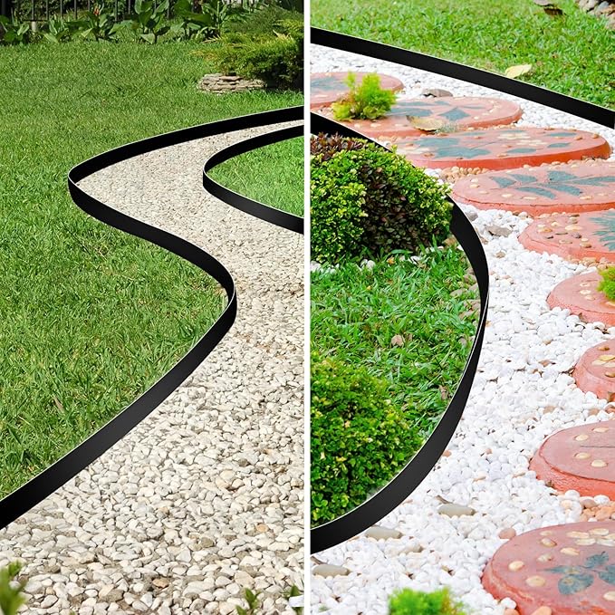 JERIA 2 Inch Tall 200 FT Garden Edging Kit with 240pcs Spikes, Plastic Edging for Landscaping