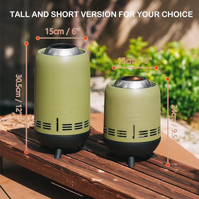 12" Tabletop Fireplace with Carrying Bag, Portable Fire Pit for Camping RV Tailgating Patio Backyard Bonfire, Smokeless Camp Stove, Stainless Steel, #FP054 Green