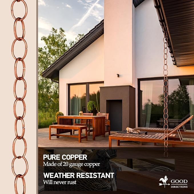 Good Directions 485P-8 Chain Link Rain Chain 8-1/2 Feet Long, 12 Large Figures, 100% Pure Copper