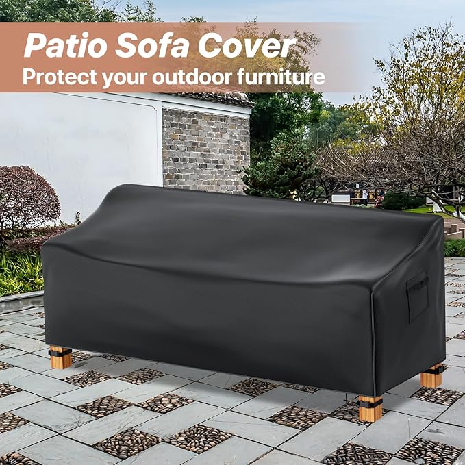 Likorlove Patio Furniture Covers, 90"L x 60"W x 28"H Outdoor Furniture Cover Waterproof , Patio sofa Covers 600D General Purpose Sectional Sofa Table and Chair Set Cover, Black