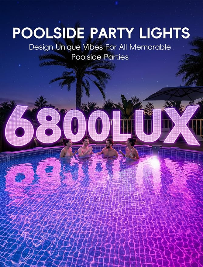POOLHOUR Solar Pool Lights for Above Ground Pools (Steel Wall Only), LED Pool Wall Light with Remote & Timer, Submersible Underwater Lighting, 10-Color RGB 4-Mode Poolside Solar Lights, 1 Pack