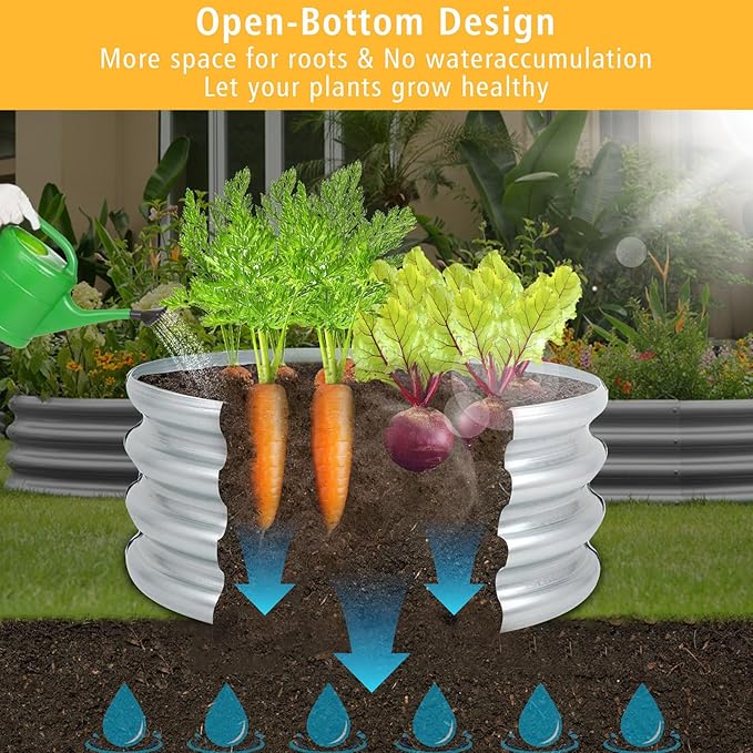 Gardeal Garden Galvanized Raised Garden Bed Kit - Metal Planter Boxes for Vegetables/Herbs/Flowers, Heavy-Duty Steel Outdoor Garden Box with Reinforced Edges(3X3X1FT)