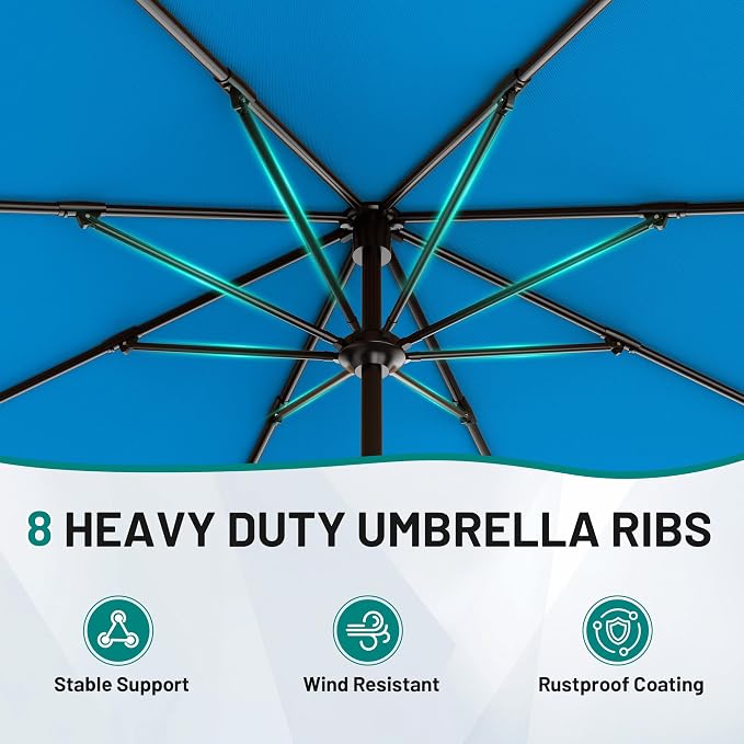 AreShark 12 FT Patio Umbrella for Outdoor, Outdoor Table Umbrella with Push Button Tilt and Crank, Outdoor Patio Umbrellas with 8 Sturdy Ribs, Patio Umbrellas for Market, Garden, Pool (Royal Blue)