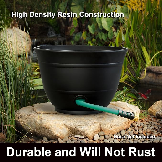 Liberty Garden 1924-N Matte Black High Density Resin 100' Garden Hose Pot