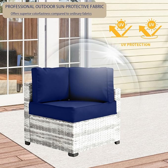 Outdoor Cushion Covers for Patio Furniture, Patio Cushion Covers Replacement with Zipper, Waterproof & Fade Resistant,Only Cover (Navy Blue, 25.6Lx25.6Wx4H - Only Covers)