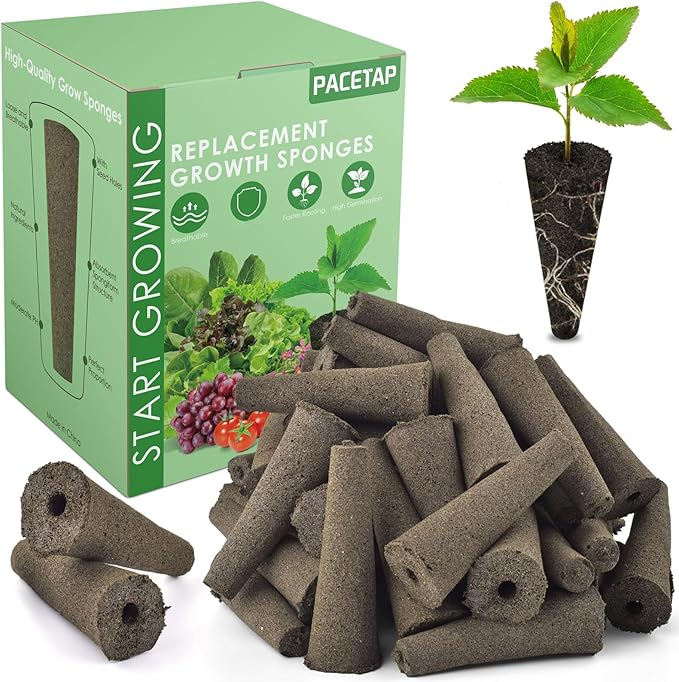 PACETAP 80 Pack Grow Sponges Compatible with AeroGarden, Replacement Refill Grow Sponge for Hydroponic Indoor Garden System