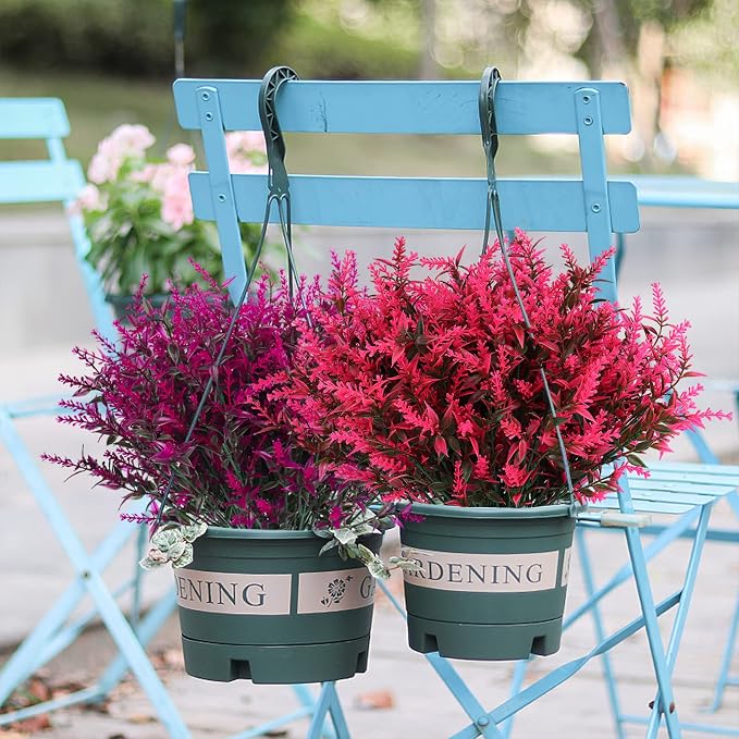 RECUTMS Spring Decoration Artificial Flowers Outdoors Greenery | 36Pcs,Fake Shrubs Greenery Plants Indoor UV Resistant Plastic Faux Bouquets for Outdoor Home Garden Porch Decoration