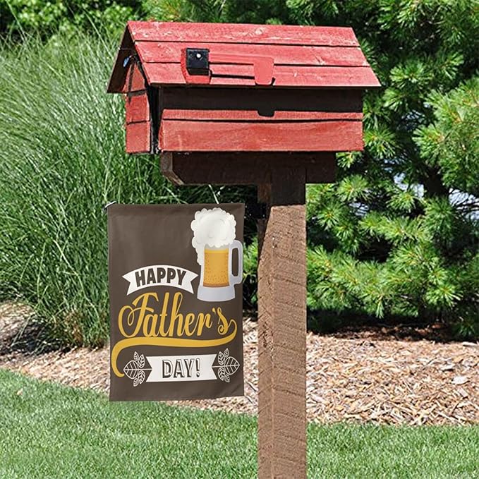 Delerain Happy Father's Day Garden Flag, 12.5 x 18 Inch Double Sided Design Weather Resistant Indoor & Outdoor Decoration Small Banner for Home Yard Lawn Patio Office