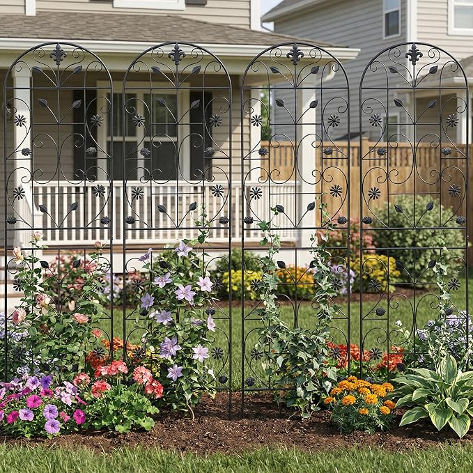 Trellis for Climbing Plants Outdoor, （4 Pack 70.8x19.6-inch）, Generic Metal Garden Trellis, Rustproof, Easy Assembly,（Black）