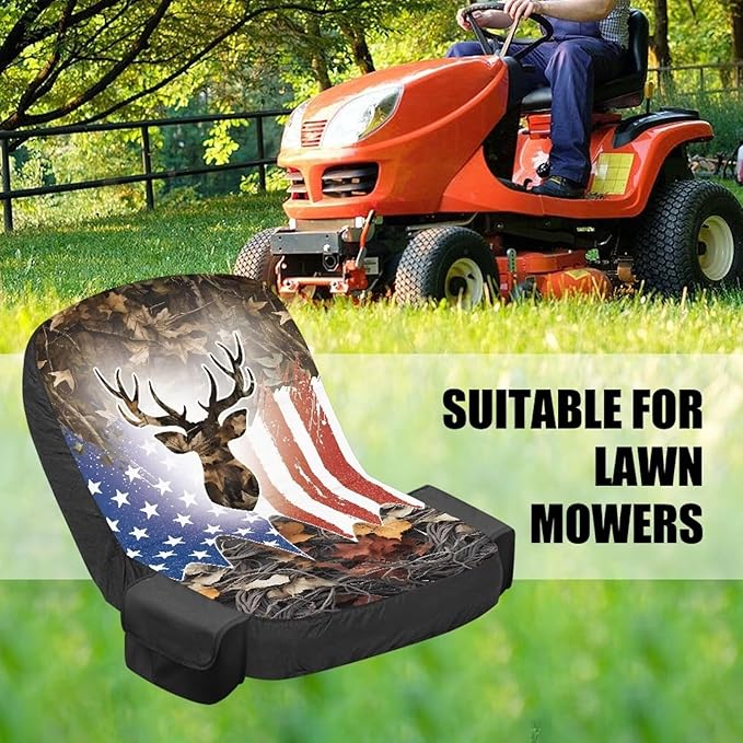 American Flag Riding Lawn Mower Seat Cover for Tractor Accessories Non Slip Agricultural and Industrial Vehicle Seat Cover Compatible with Craftsman Cub Cadet Kubota