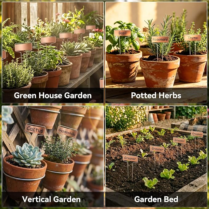 Greaner 2.6" x 10" Garden Labels, 60 Packs Plant Labels for Outdoor Waterproof, Plant Markers with Permanent Pen and Rainproof Pet Films for Indoor Outdoor Use