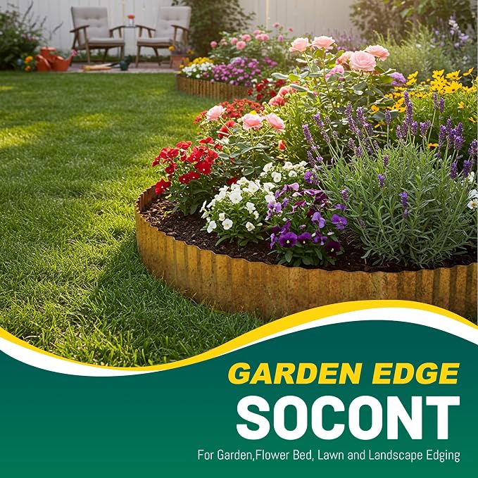 Corrugated Metal Garden Edging, 6"×20Ft Durable Landscape Border for Garden, Lawn, Flower Beds and Paver Edging (Rusty)