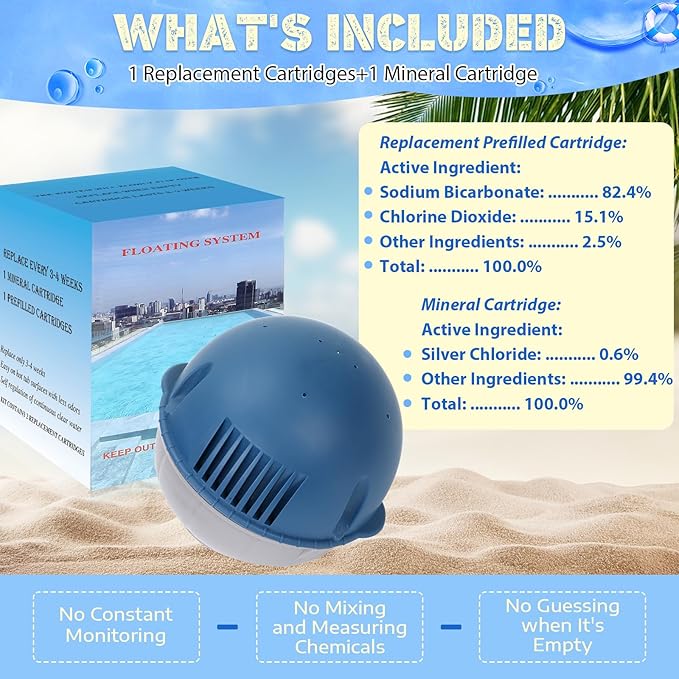 Hot Tub Floating System Mineral Cartridge + Replacement Prefilled Cartridge 1-Pack, Compatible with Frog Ease Floating System, Water Treatment Smart Self-Regulating
