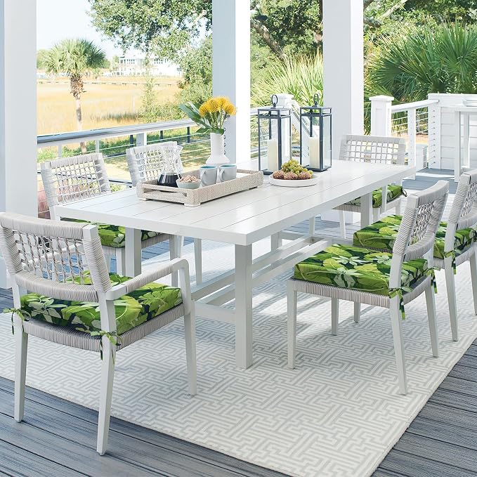 DYTXIII Set of 4 Outdoor Chair Cushions, Water Resistant 18.5"x16"x2" Square Seat Cushion for Patio Dining Chairs, High-Density Replacement Pads for Indoor Outdoor Furniture - Jungle Leaves
