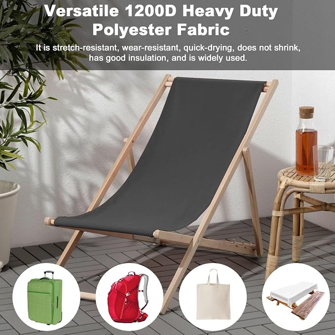 Thickened Waterproof Canvas Fabric by The Yard 1200D 58" W Outdoor Upholstery Material Heavy Duty Fabric Water Resistant Sewing Material for Chair Patio Cushion Purse Bag 5 Yard Grey