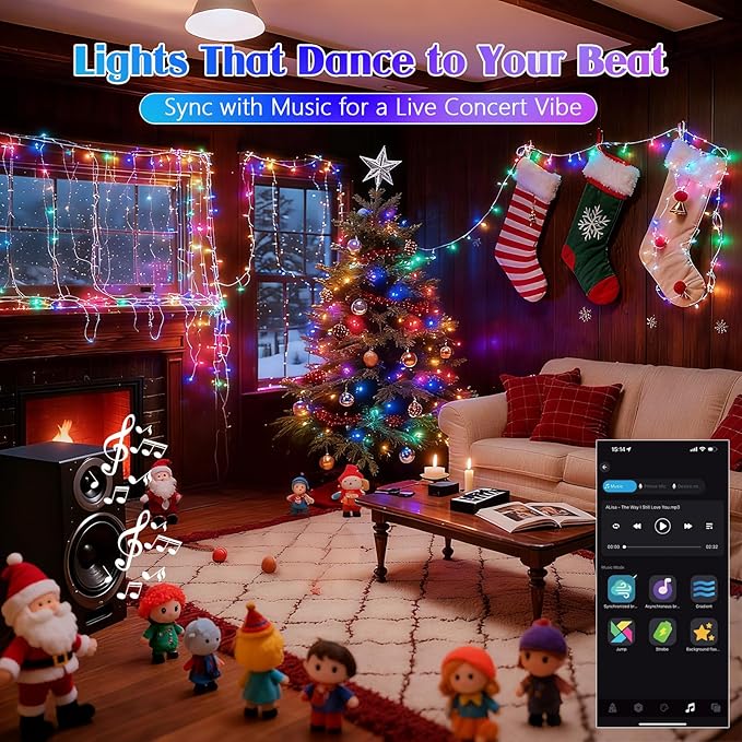 4th of July for Smart Color Changing String Lights Indoor, 88FT 240LED App Control RGB LED String Lights with Remote & Timer, Waterproof Twinkle Tree Lights Outdoor for Independence Day Decor