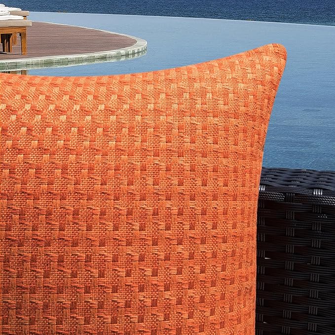 Kevin Textile Fall Outdoor Waterproof Throw Pillow Covers Pack of 2 Farmhouse Decorative Cushion Covers for Garden Patio Tent Balcony Bench Couch Sofa 12x20 Inch, Burnt Orange