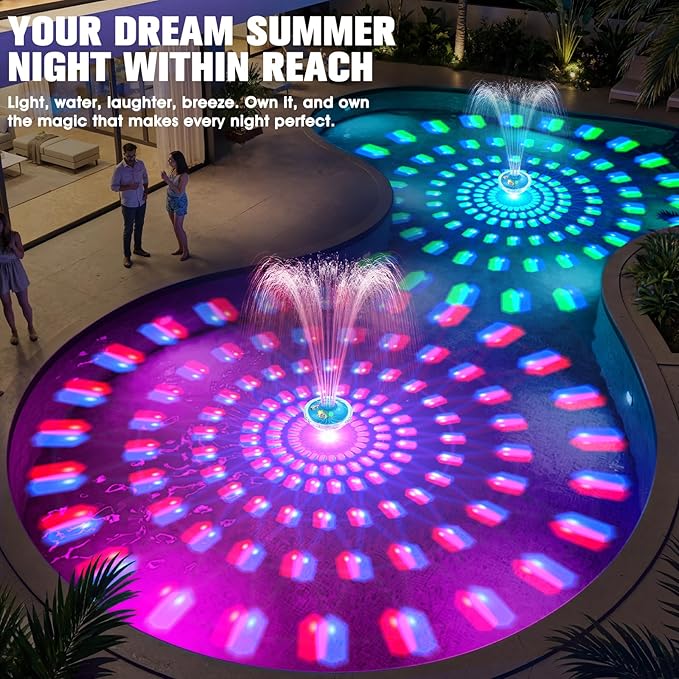 2026 Upgraded Pool Fountain,8000mAh Rechargeable Pool Water Fountain with Light,Large Floating Pool Fountain,4FT Spray Swimming Pools Fountains Pump for Above Ground & Inground Pools Fountains-Blue