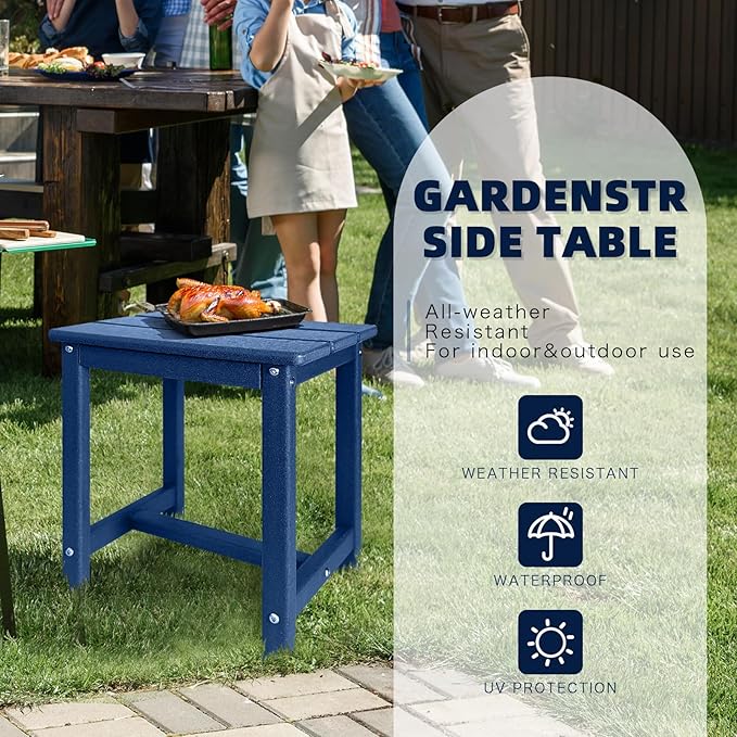 GARDENSTAR Adirondack Square Side Table,one-Tier Outdoor end Table, Patio Side Table for Pool,Porch,Backyard,Relaxing Companion (Blue)