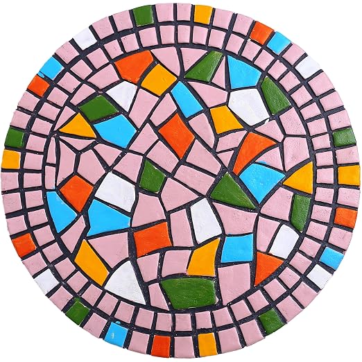 Garden Decoration - Mosaic Stepping Stone - Patio Decoration Stone 12 Inch (1, Pink, Medium)