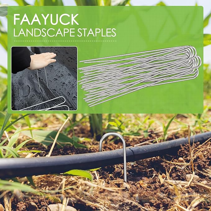 12 Inch Landscape Staples, 12/25/50/100 Pack Galvanized Garden Stakes, 8 Gauge Heavy Duty U-Shaped Ground Stakes for Weed Barrier Fabric, Irrigation Tubing, Fence, Outdoor Decorations