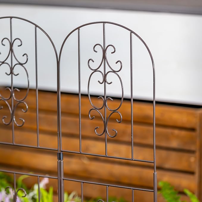 Evergreen Montebello Metal Garden Fence Edging 28" Above Ground, 8 ft Long | No Dig Landscape Edging for Garden, Flower Bed, Yard | Animal Barrier Decorative Fencing for Dogs, Rabbits