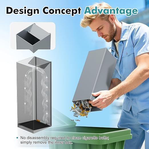 Commercial Trash Can Disposal Outdoor Heavy Duty Outdoor Vertical Trash Can Standing Rubbish Bin for Patios Gardens Hotels Pubs Offices(Black)