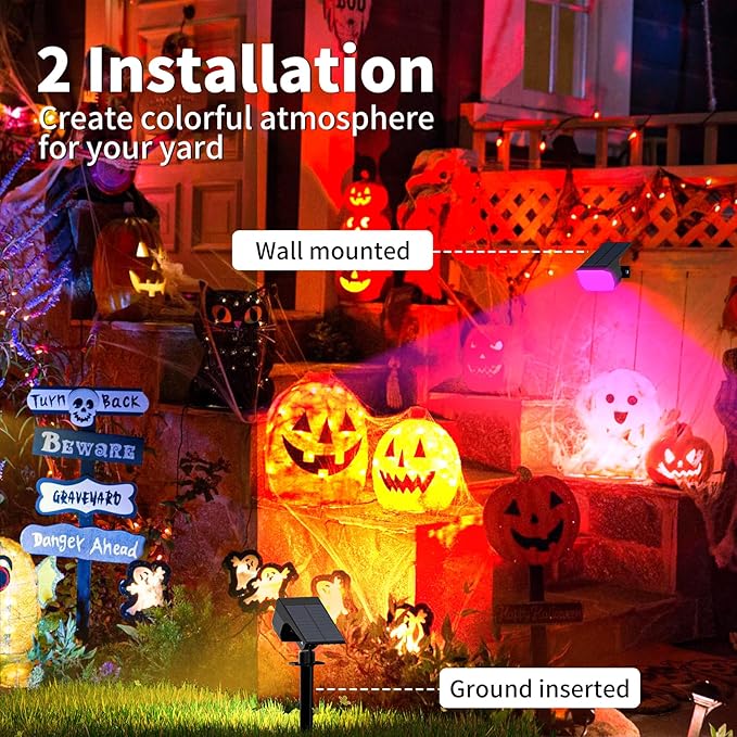 WENATY Solar Spot Lights Outdoor Color Changing, [7 Mode/12 Pack] Christmas Landscape Spotlights, Solar Lights Outdoor Waterproof, Solar Led Powered Flood Light for Outside Pathway Yard Garden Walkway