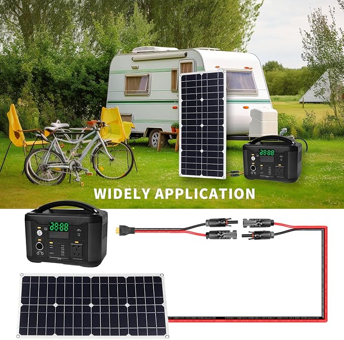 Ansoufien Solar Panel Connector to XT60 Connector Cable 3FT, 10AWG Solar to XT60 Charge Extension Cable XT60 (Plug Female) Cable for RV Folding Solar Panel, Portable Power Station, Solar Generator