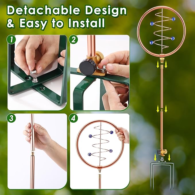 34" H Copper Coated Stainless Steel Ornamental Sprinkler, Corrosion Resistant Garden Rotating Sprinkler 360 Degree Shape Decorative for Lawn Garden Landscape(Wave Circle)