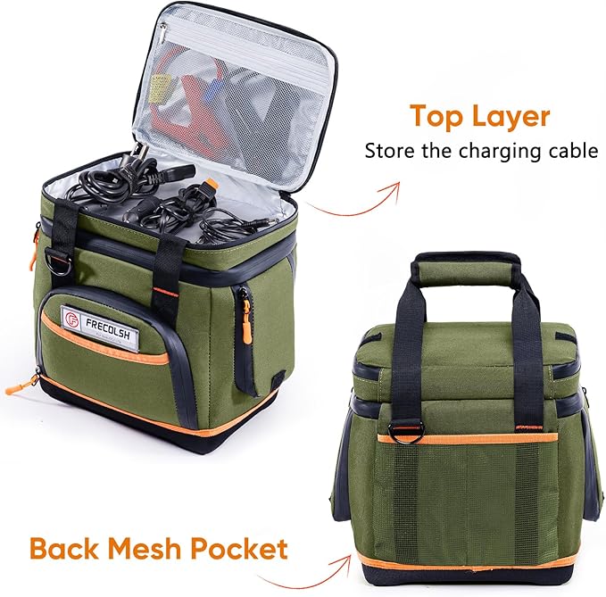 Double-Layer Travel Carrying Case for Jackery Explorer 300/240/160 – Portable Power Station Storage Bag with Molded Bottom, Side Ventilation, Front Pockets for Jackery Accessories & Solar Generator