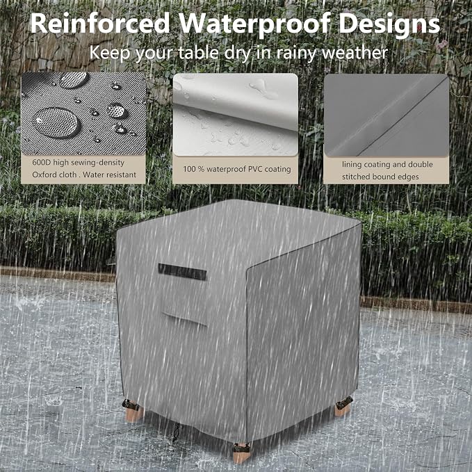 okcool Patio Wicker Side Table Cover,Waterproof Square Patio Small Side Table Cover,Suitable for 3-Piece Outdoor Wicker Patio Bistro Set Side Table,22W x 22D x 18H inch