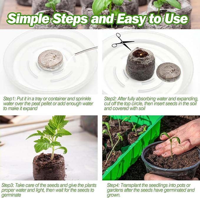 ZeeDix 50 Pcs 36mm Seed Starter Peat Pellets for Seedlings, Compressed Seed Starter Potting Soil Plugs Plant Starter Pods Soil Pellets for Seed Starting Gardening Planting Flowers Herbs and Vegetables