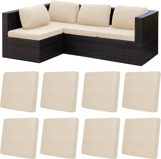 8Pcs Patio Cushion Covers,Outdoor Cushions Covers,Stretch Cushion Covers Replacement, Washable and Reusable Furniture Protectors(Mustard Yellow)