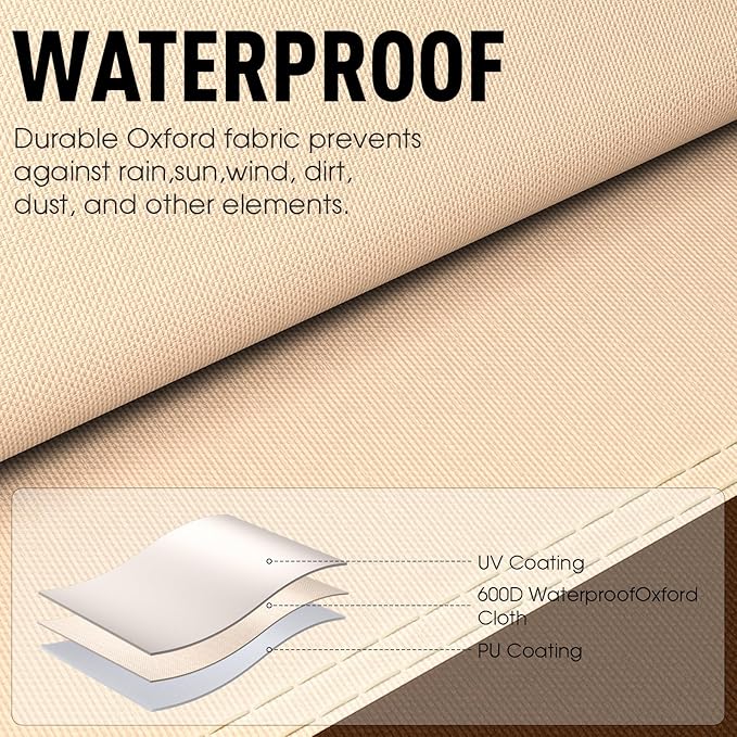 Patio Furniture Covers, Outdoor Furniture Cover Waterproof, General Purpose, Outside Table and Chair Covers, Heavy Duty 600D (98 Inch L x 78 Inch W x 32 Inch H)-Brown