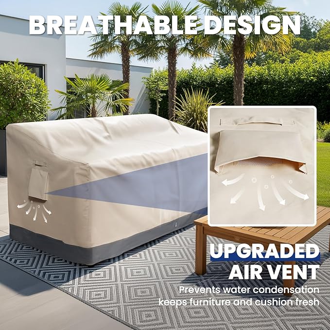 Extra Heavy Duty Outdoor Couch Cover Waterproof, Extra Large 3-Seater Patio Sofa Cover, Lawn Patio Furniture Covers with Air Vent, 93"W x 40"D x 35"H